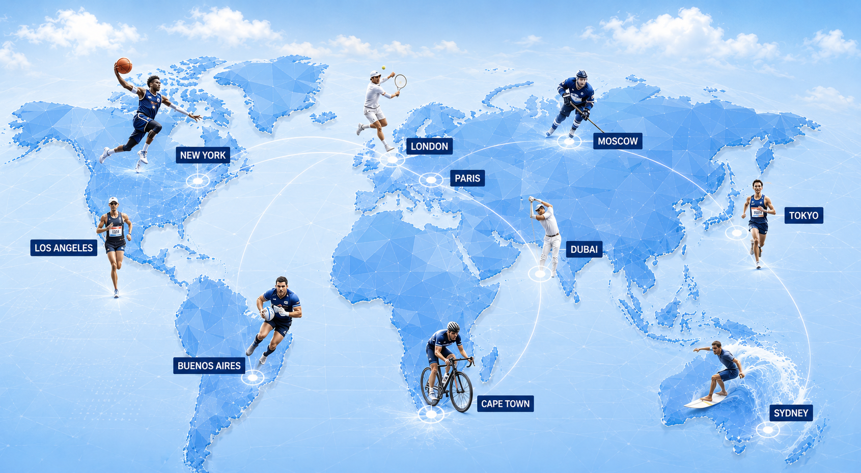World map of sports events covered by the BossFotos network