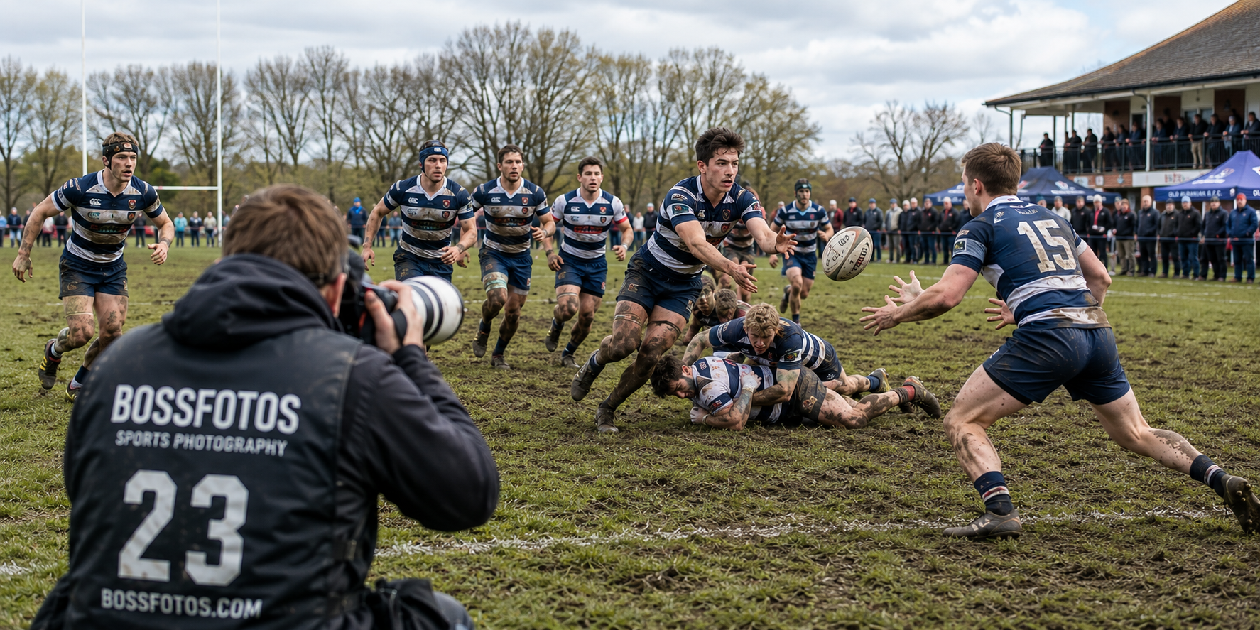 BossFotos photographer shooting a rugby match